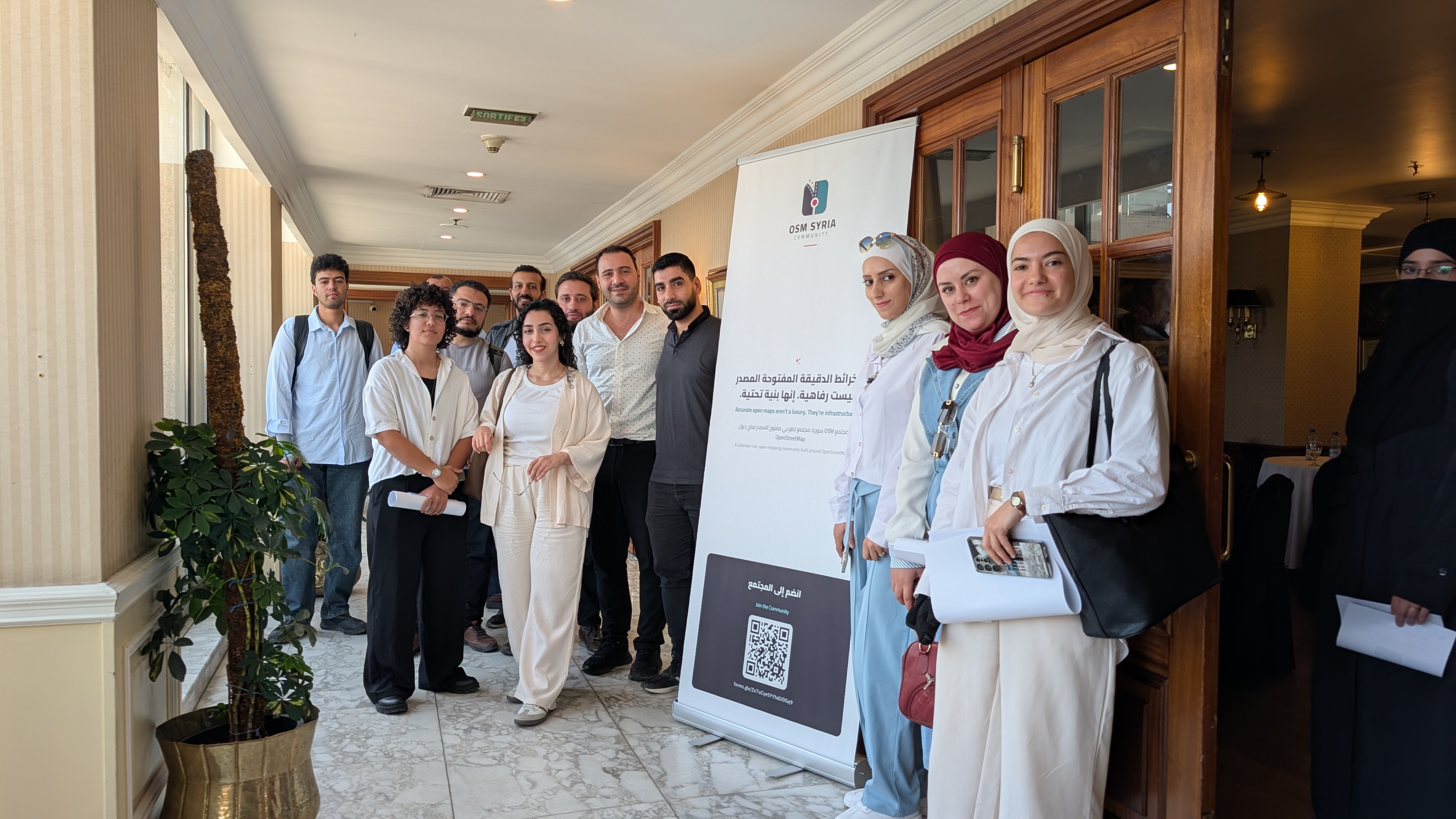 OSM Syria community members at the in-person meeting in Damascus, Hotel Al-Sham